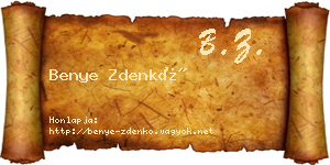Benye Zdenkó névjegykártya